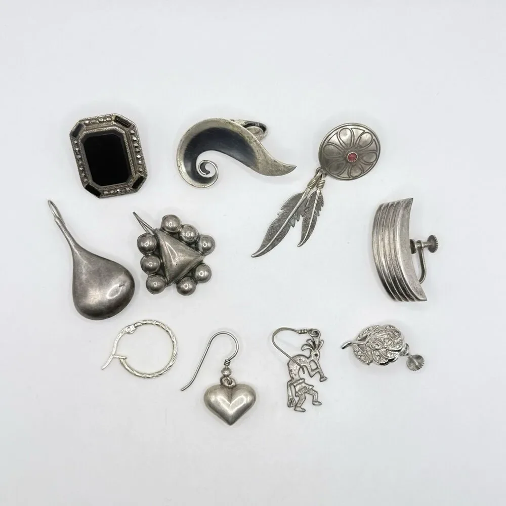 Vintage 34g Sterling Silver SINGLE Earring Lot 10 925 Mexico Native Kokopelli